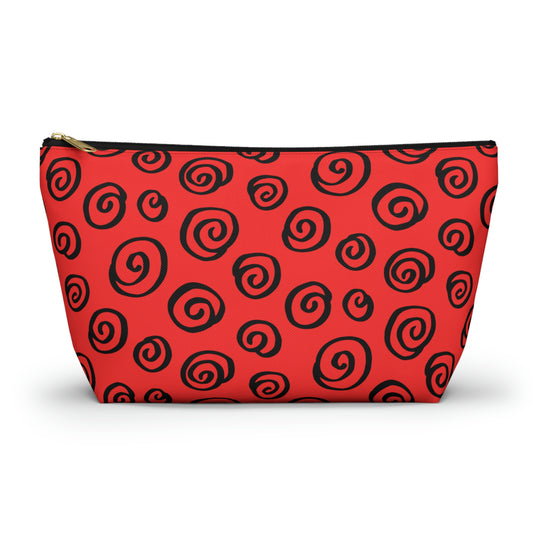 Black Swirl Red Accessory Pouch w T-bottom