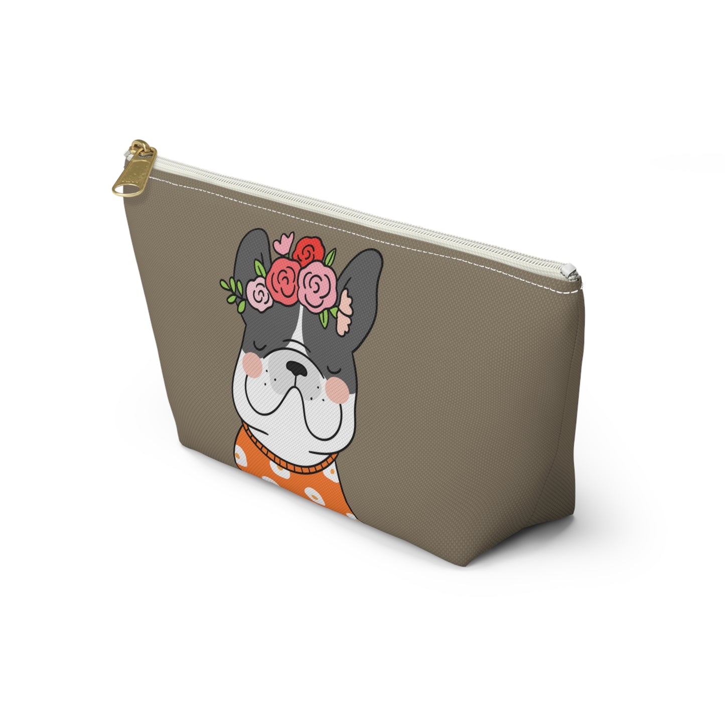 French Bulldog in Orange Accessory Pouch w T-bottom