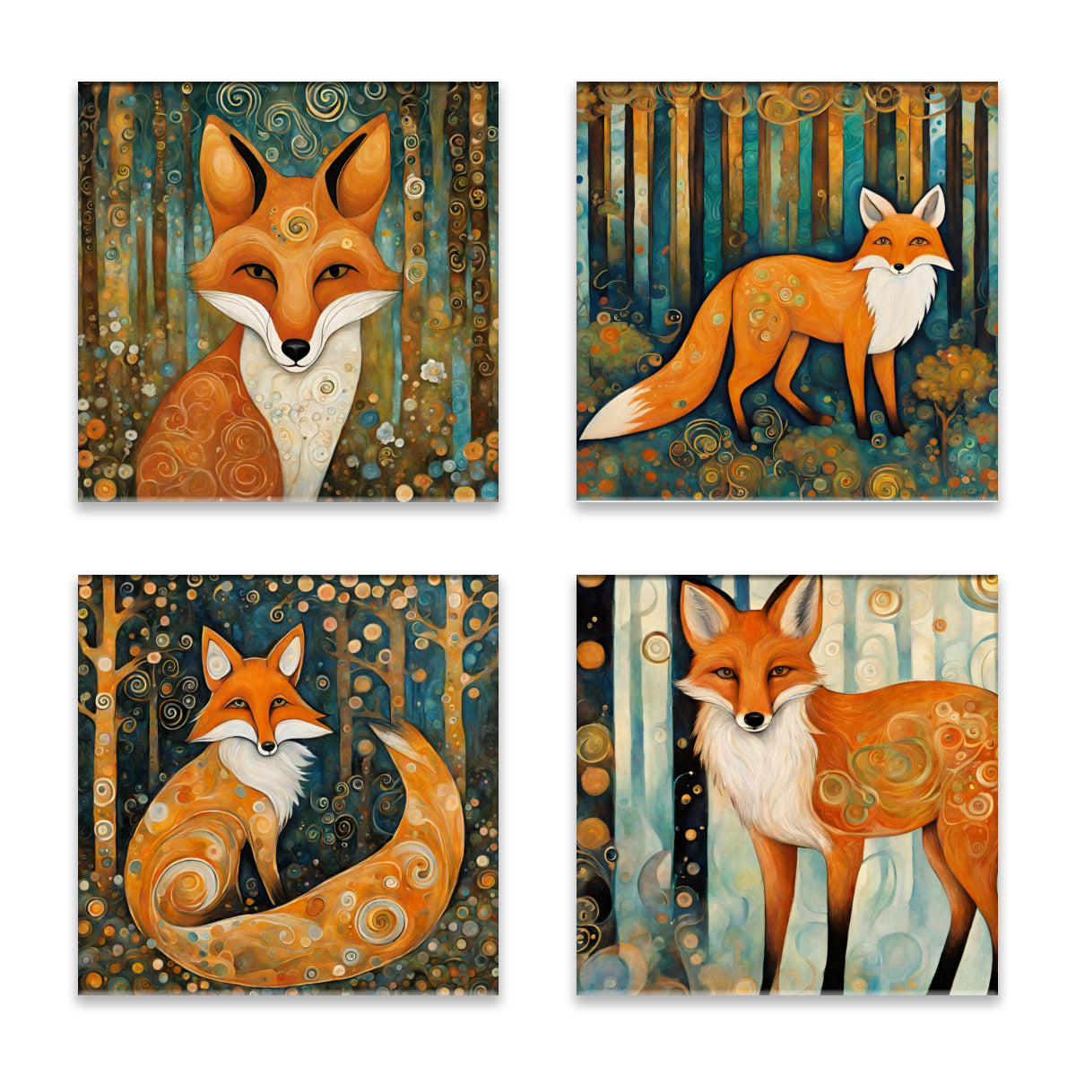 Mountain Forest Fox Absorbent Coasters- Set of 4