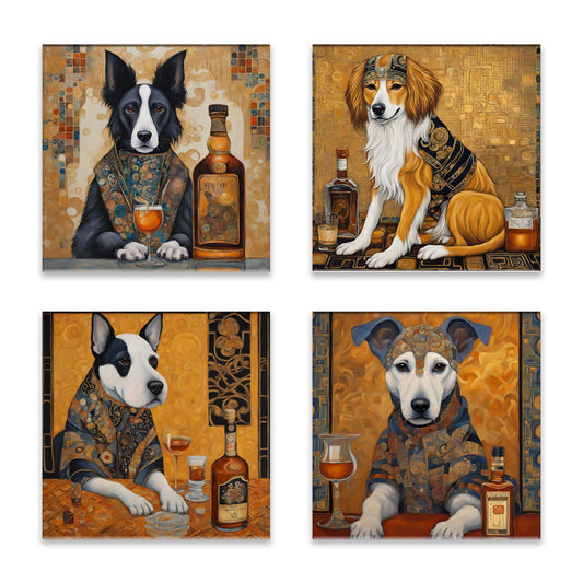 Pour Me One Dogs Absorbent Coasters- Set of 4