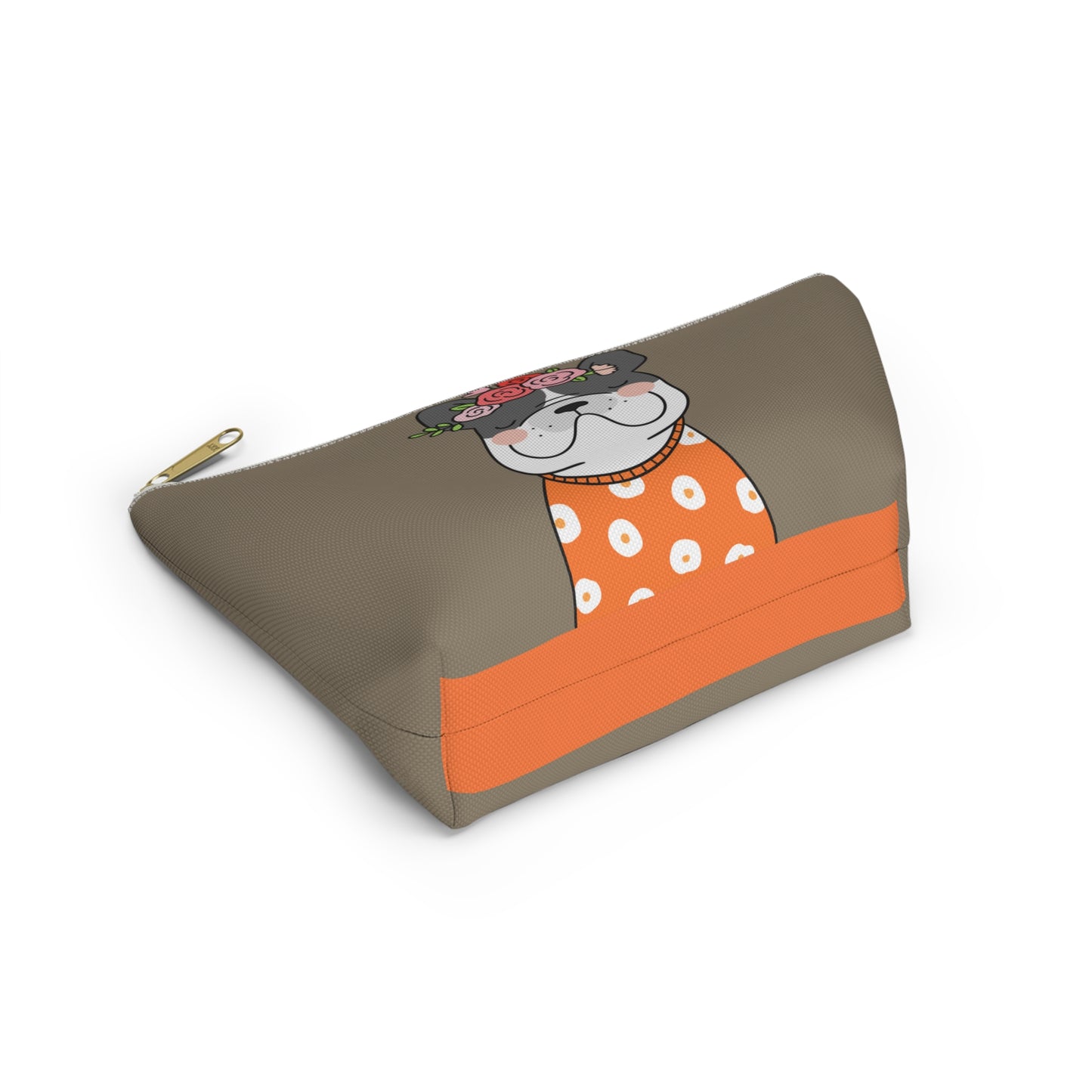 French Bulldog in Orange Accessory Pouch w T-bottom