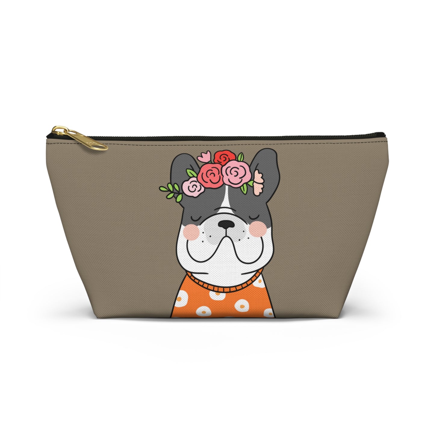 French Bulldog in Orange Accessory Pouch w T-bottom