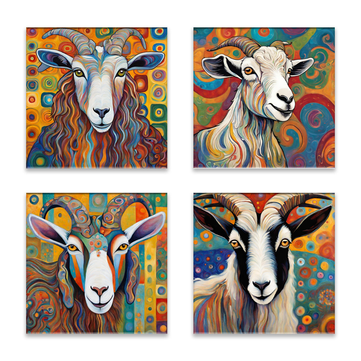 Colorful Goats Absorbent Coasters- Set of 4