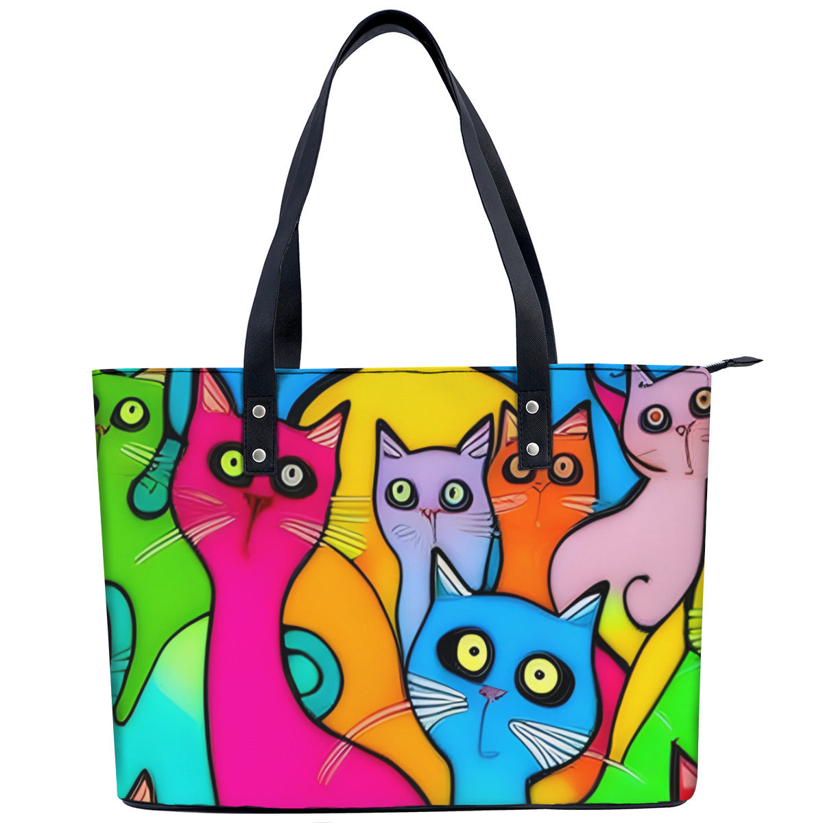 Cats By the Dozen PU Leather Handbag Tote