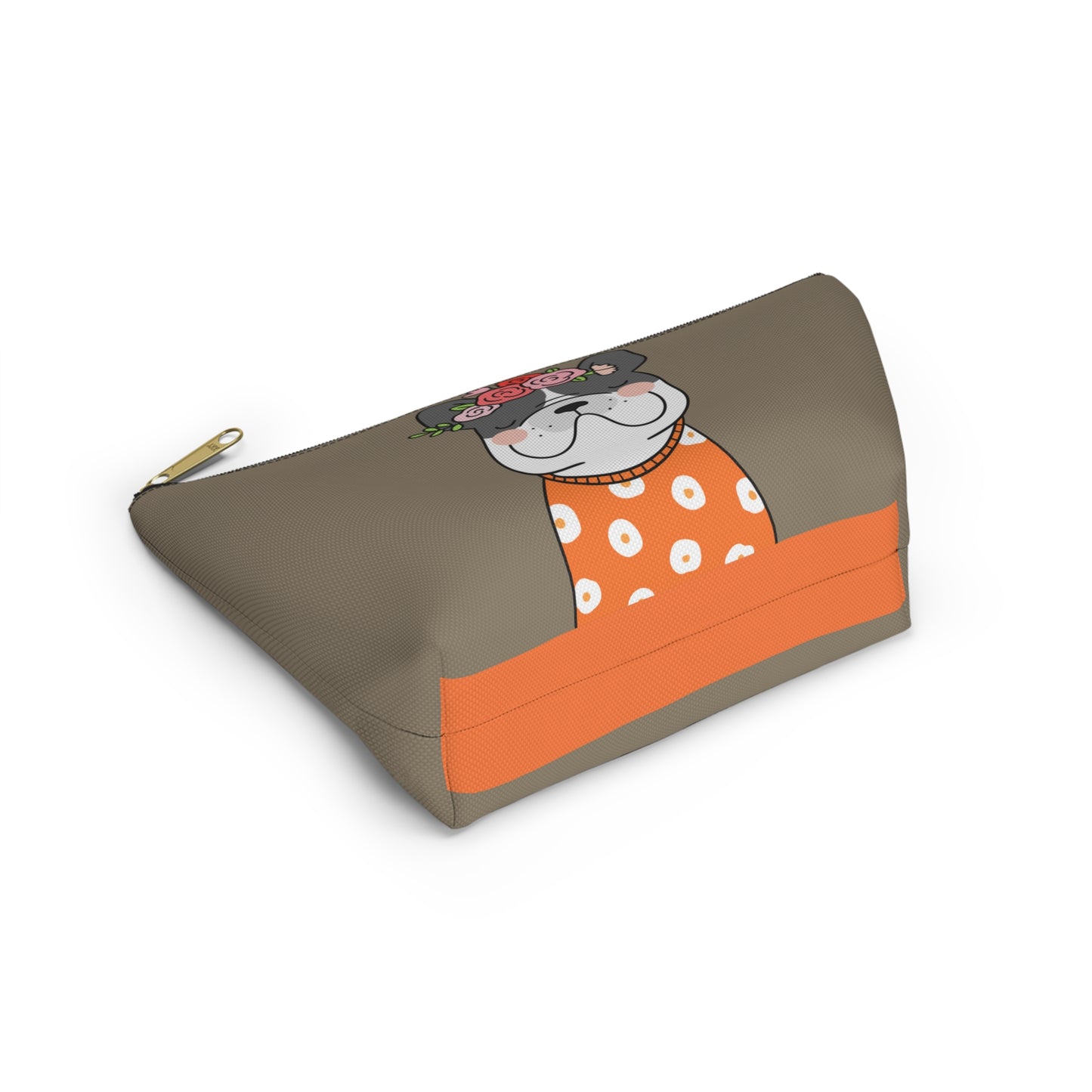 French Bulldog in Orange Accessory Pouch w T-bottom