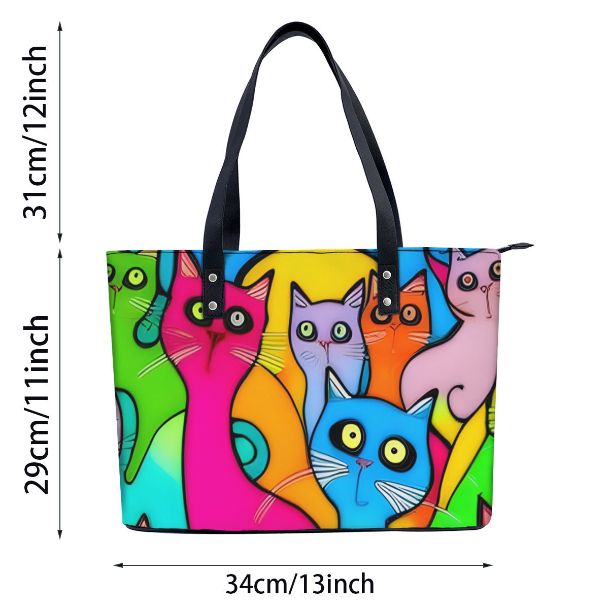 Cats By the Dozen PU Leather Handbag Tote