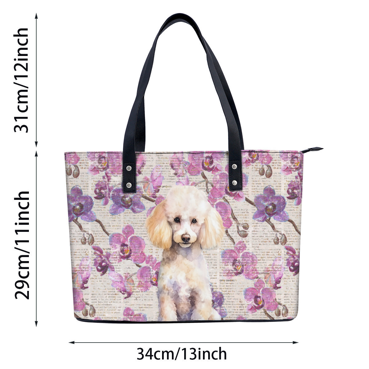 Poodle PU Leather Handbag Tote