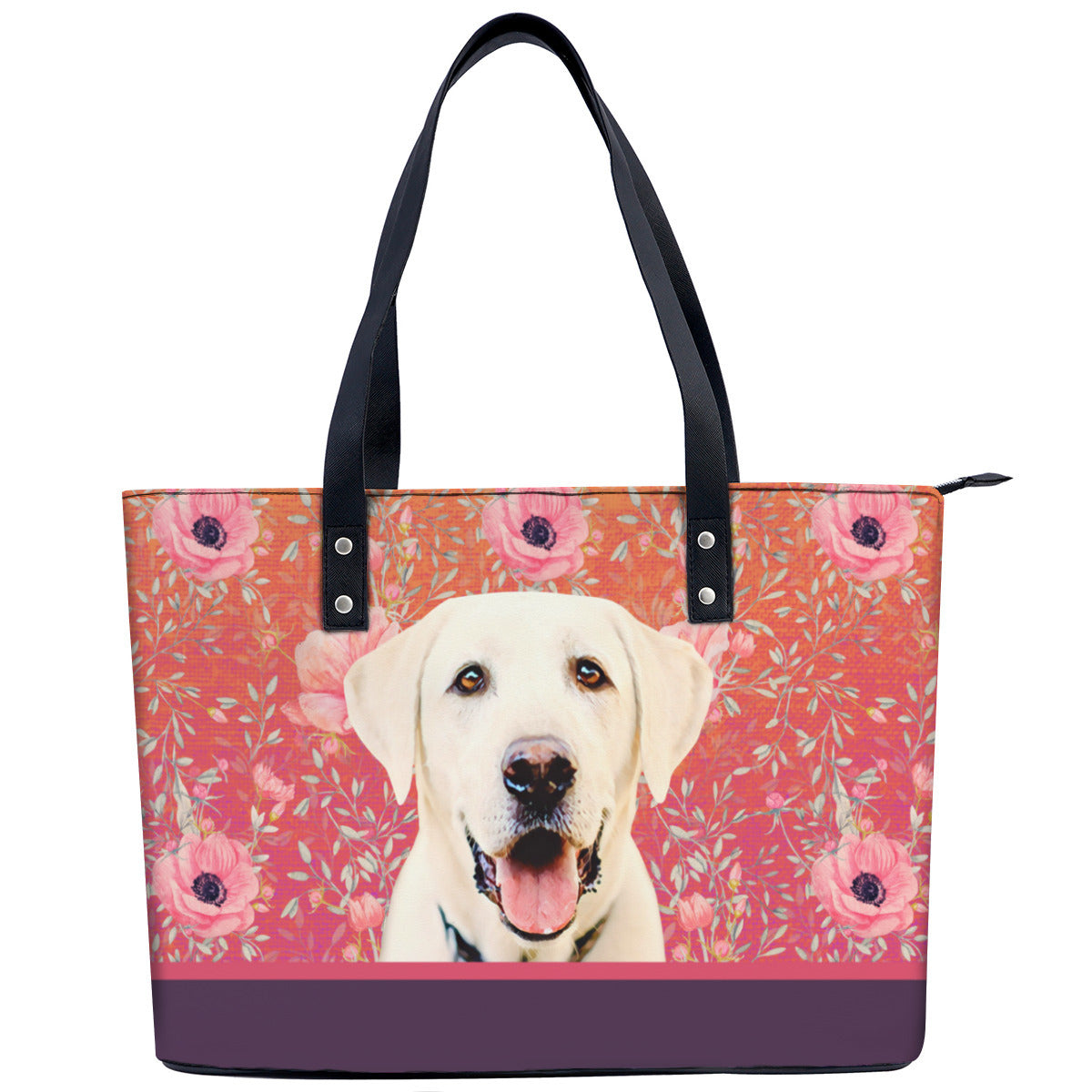 White Labrador PU Leather Handbag Tote