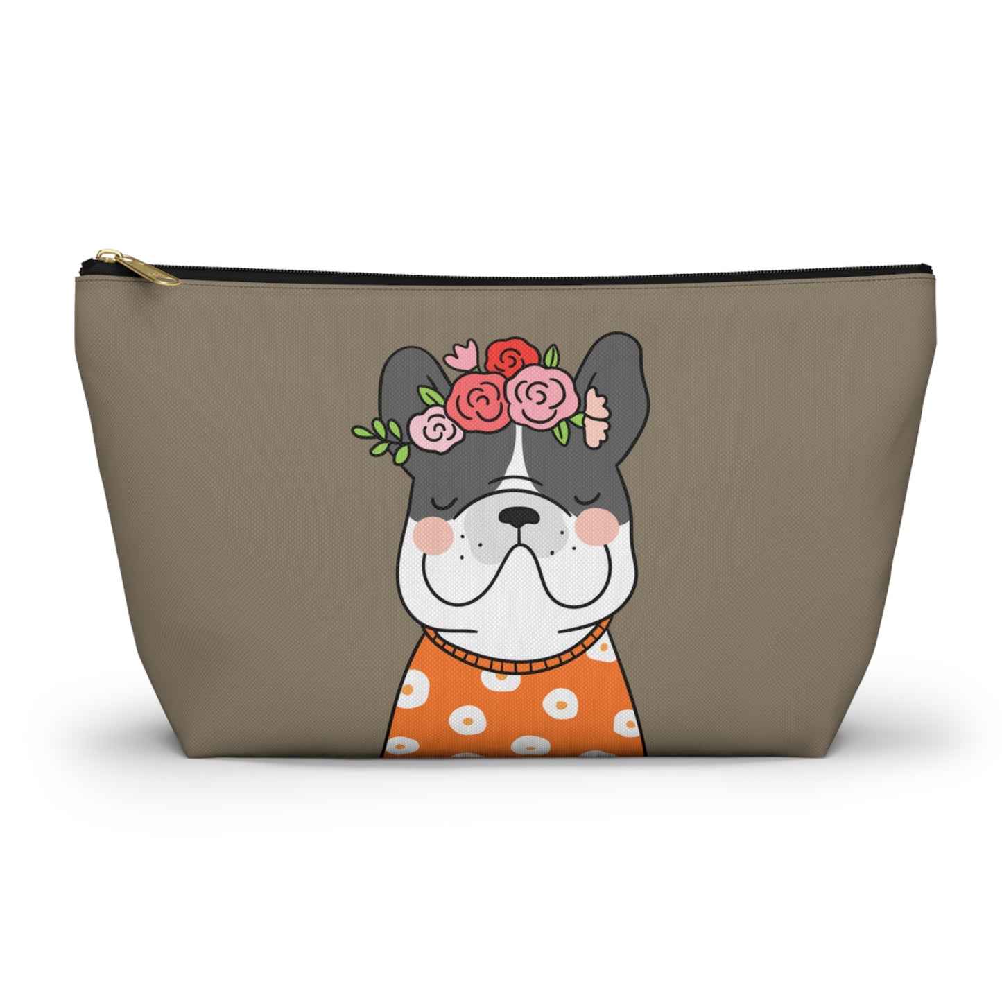 French Bulldog in Orange Accessory Pouch w T-bottom