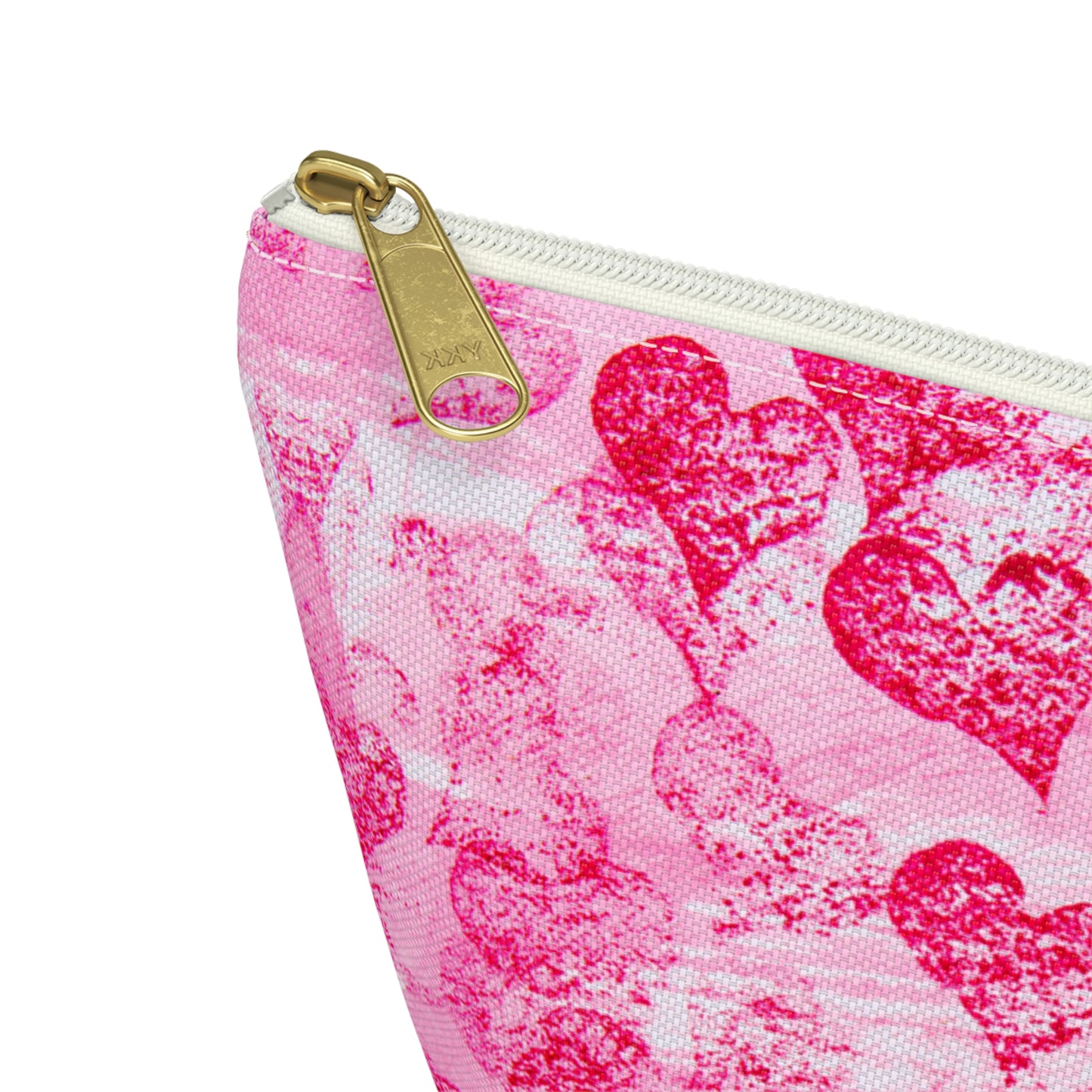 Pink Hearts Grunge Accessory Pouch w T-bottom