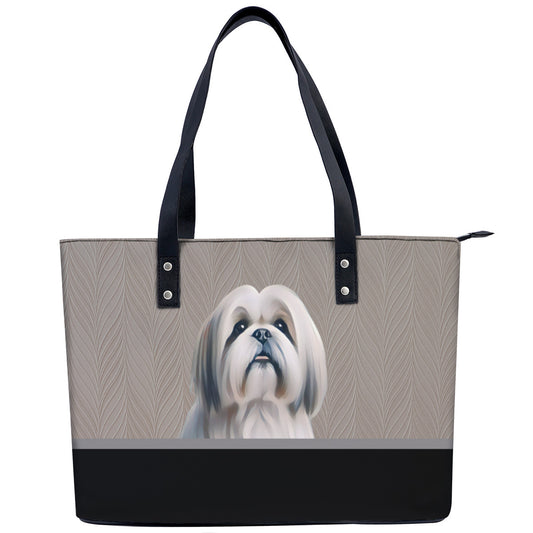 Lhasa Apso PU Leather Handbag Tote