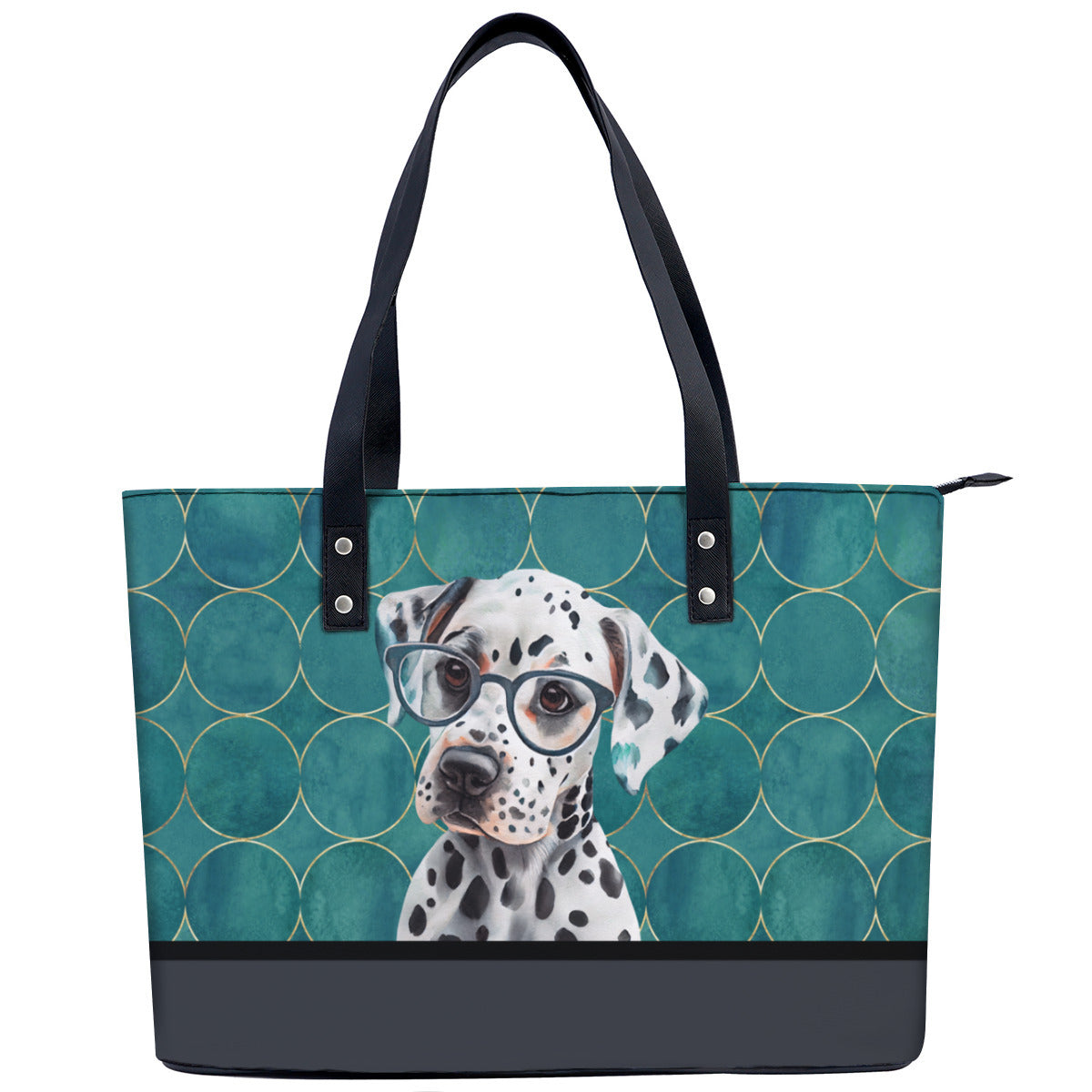 Dalmatian in Glasses PU Leather Handbag Tote