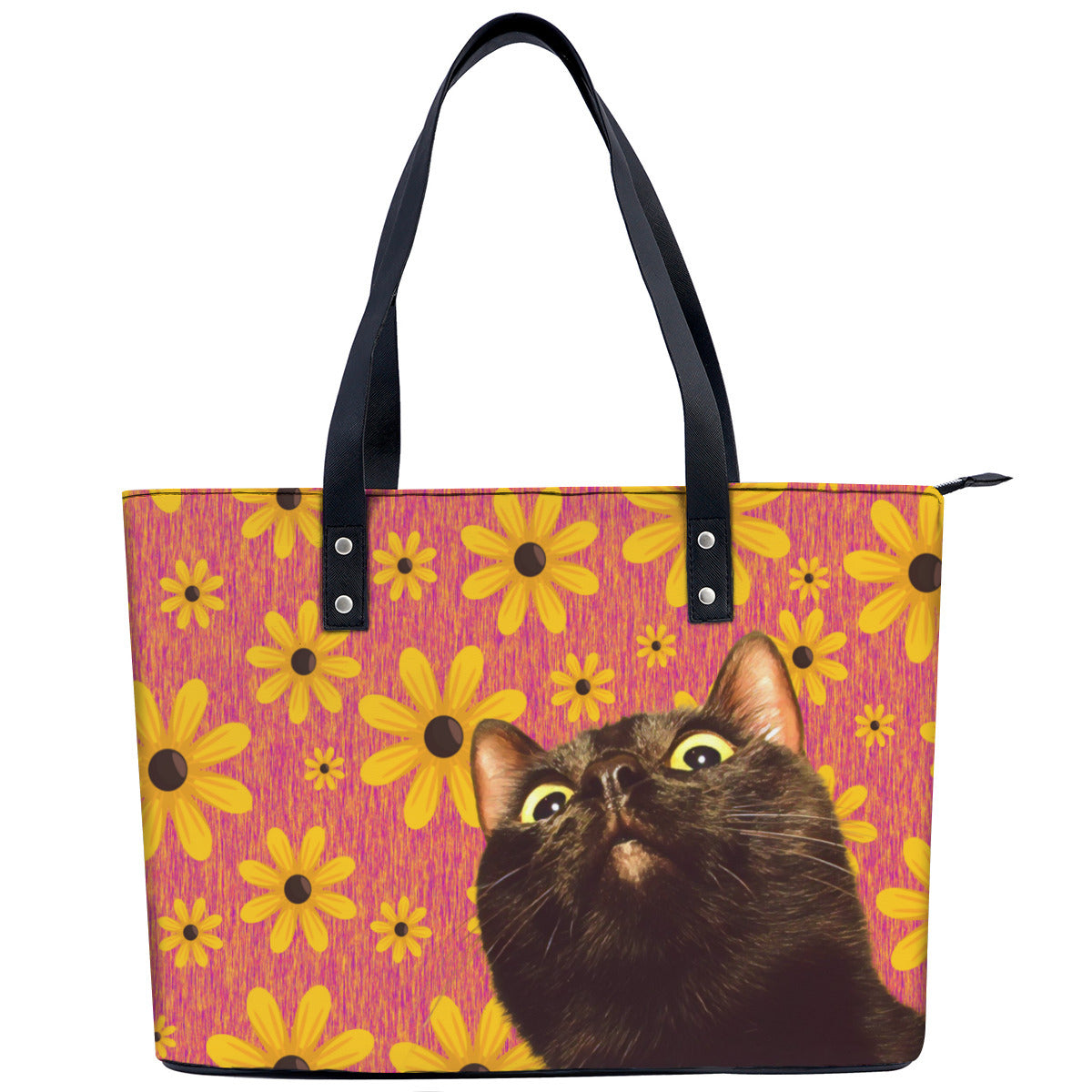 Fielding Black Cat PU Leather Handbag Tote