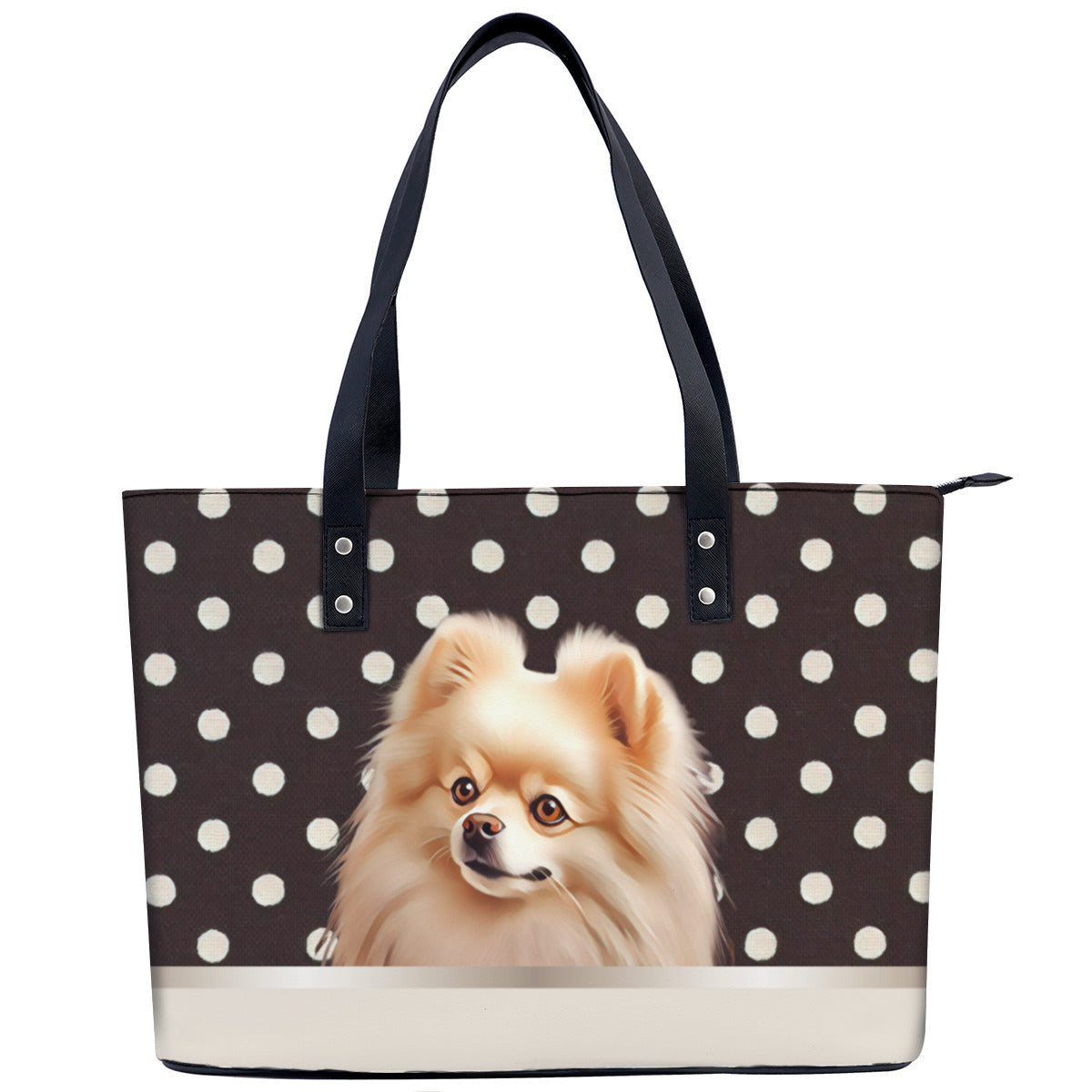 Pomeranian PU Leather Handbag Tote