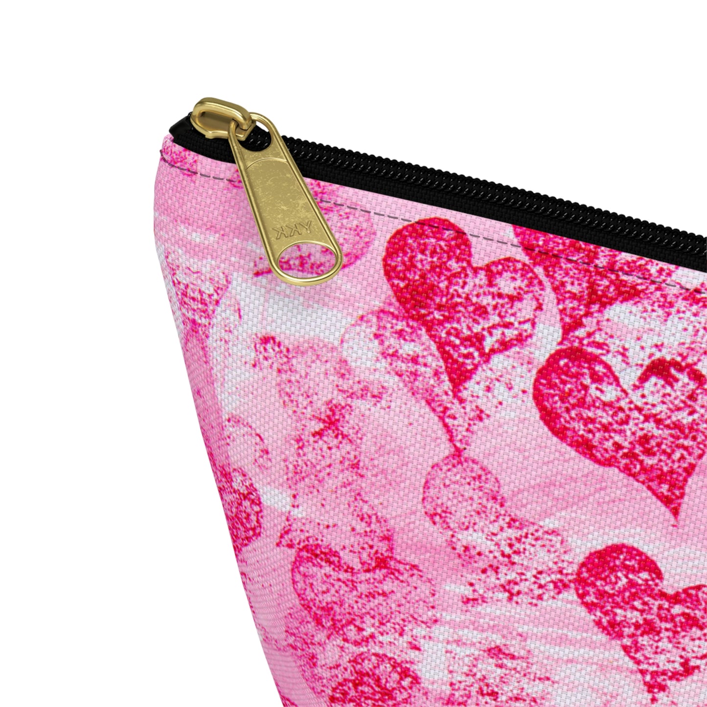 Pink Hearts Grunge Accessory Pouch w T-bottom