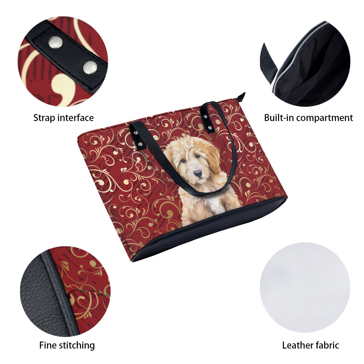 Goldendoodle PU Leather Handbag Tote