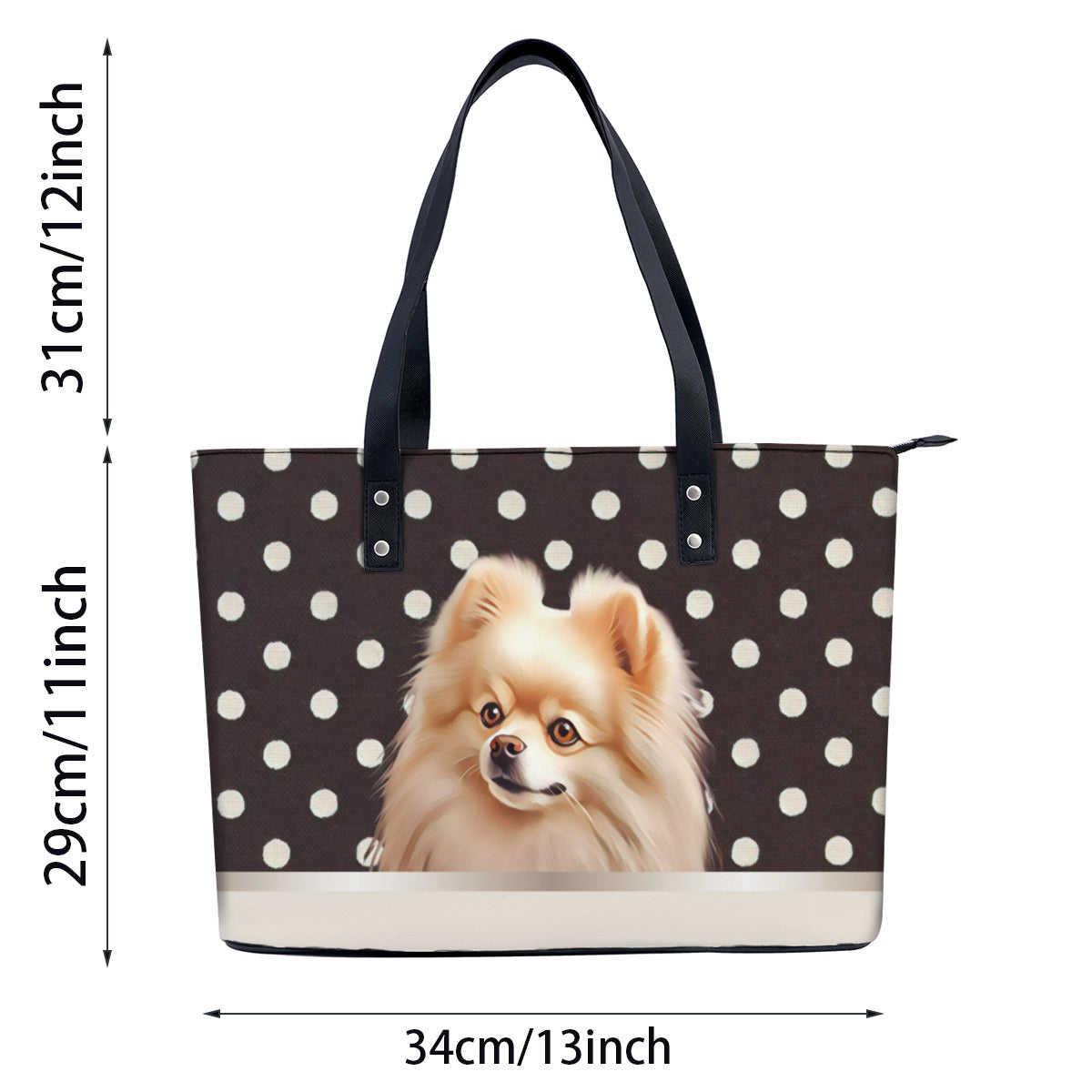 Pomeranian PU Leather Handbag Tote