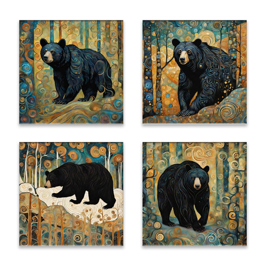 Black Bear Absorbent Coasters- Set of 4