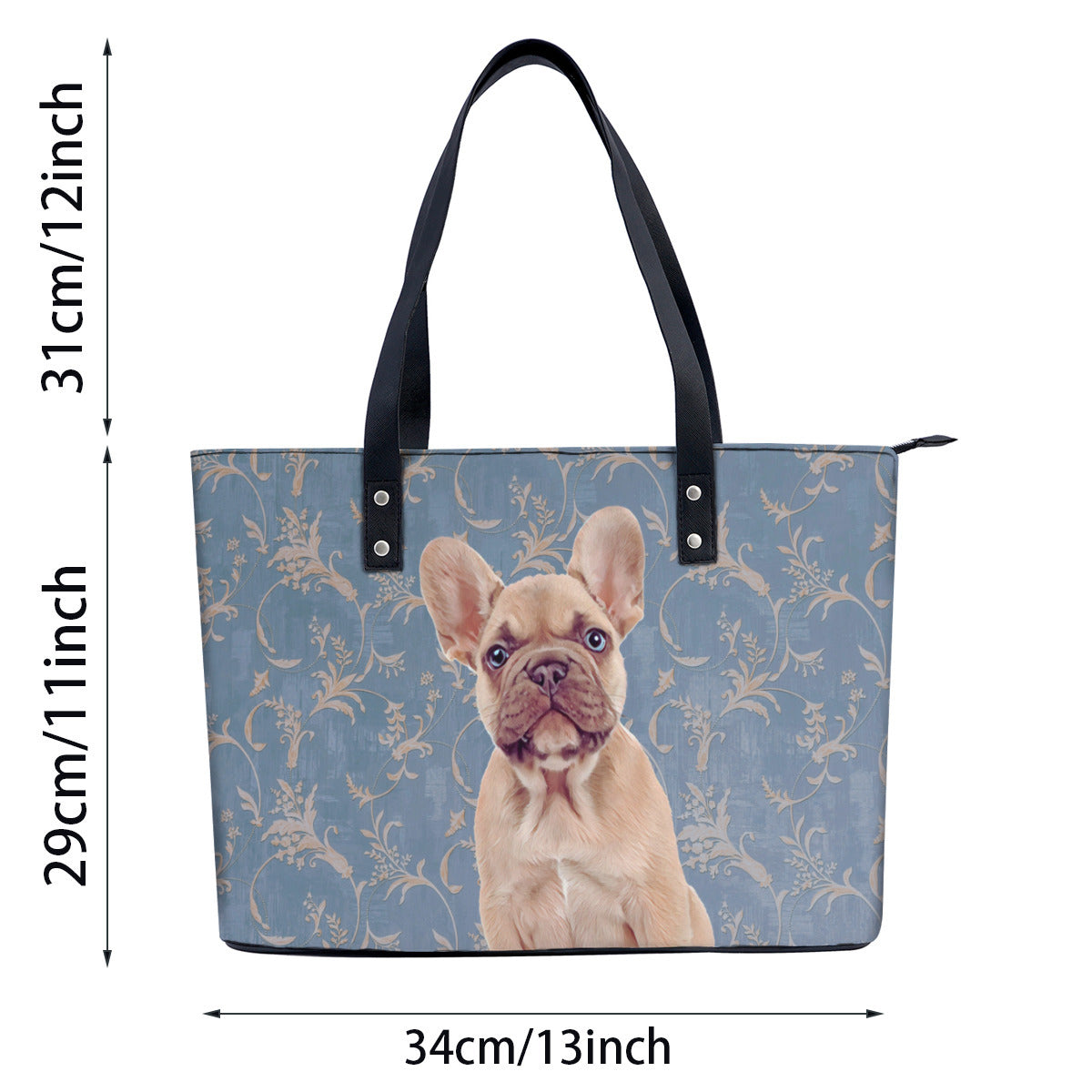 French Bulldog PU Leather Handbag Tote