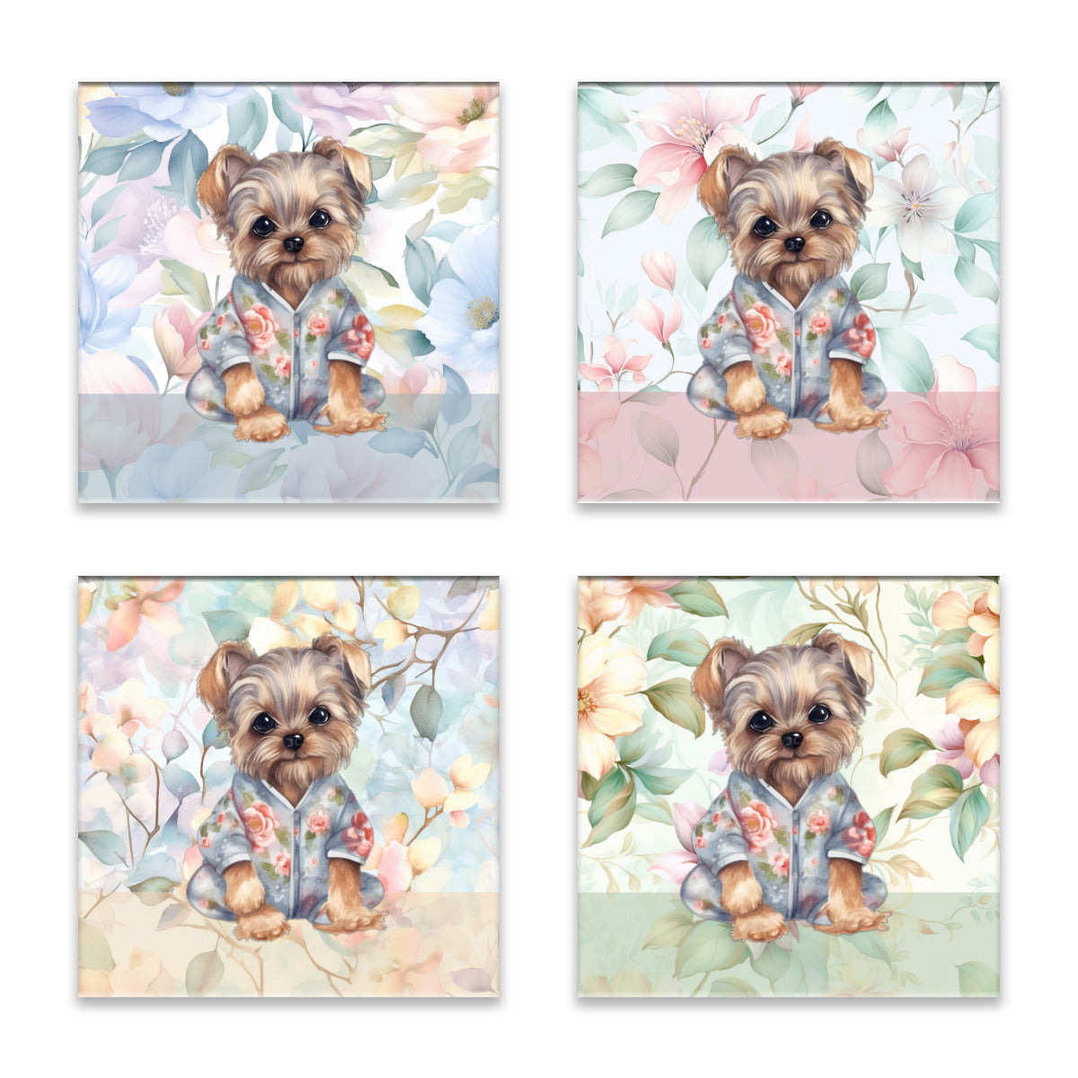 Yorkie in Pajamas Coasters Absorbent Coasters- Set of 4