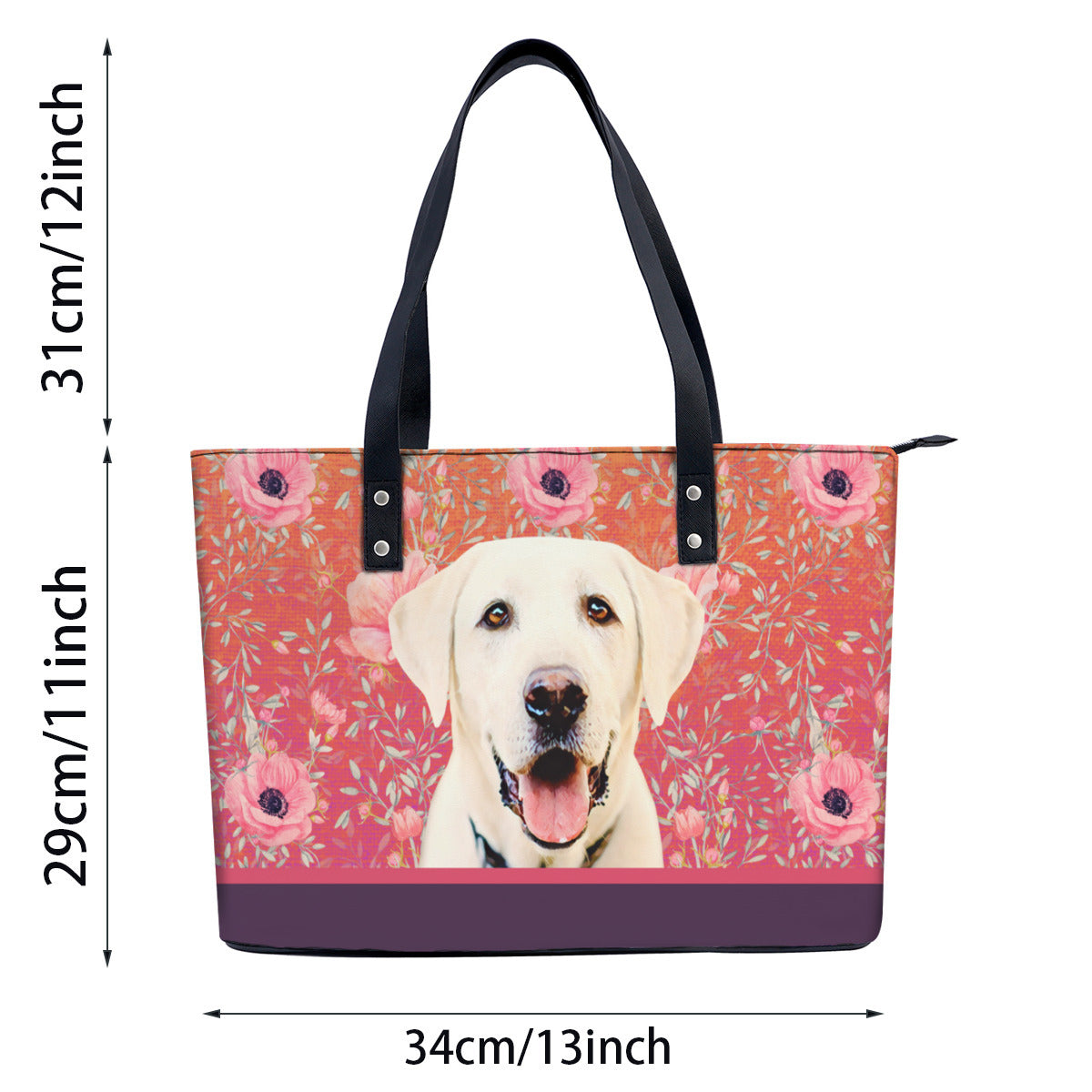 White Labrador PU Leather Handbag Tote