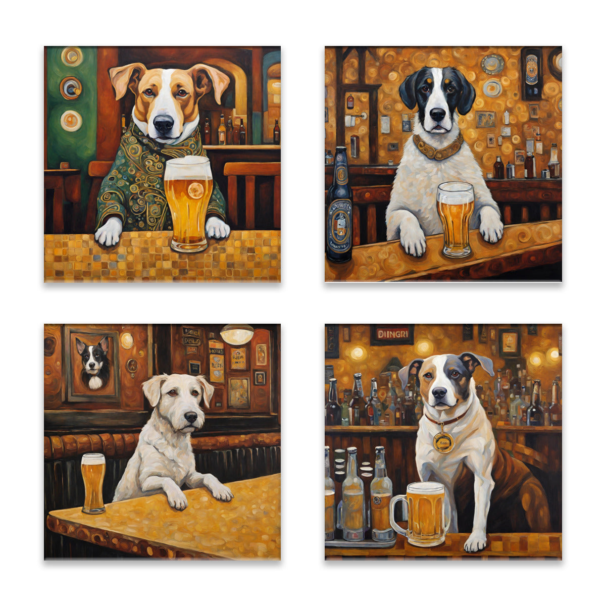 Pub Dogs Absorbent Coasters- Set of 4