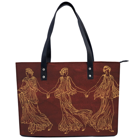 Golden Greek Women  PU Leather Handbag Tote