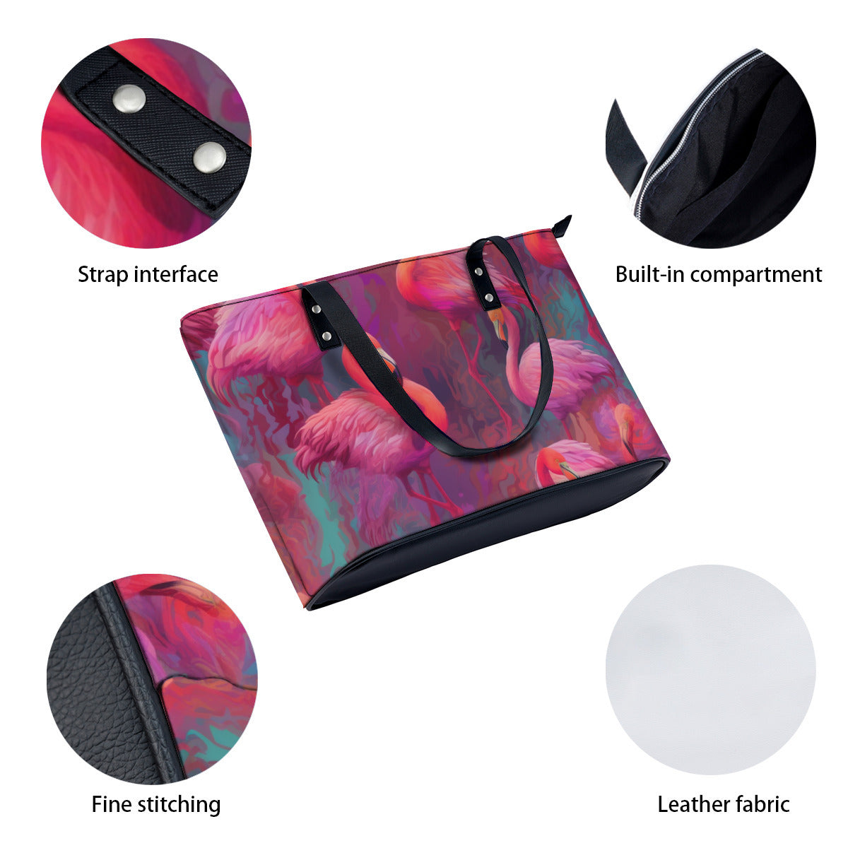 Flamingo Dreams PU Leather Handbag Tote