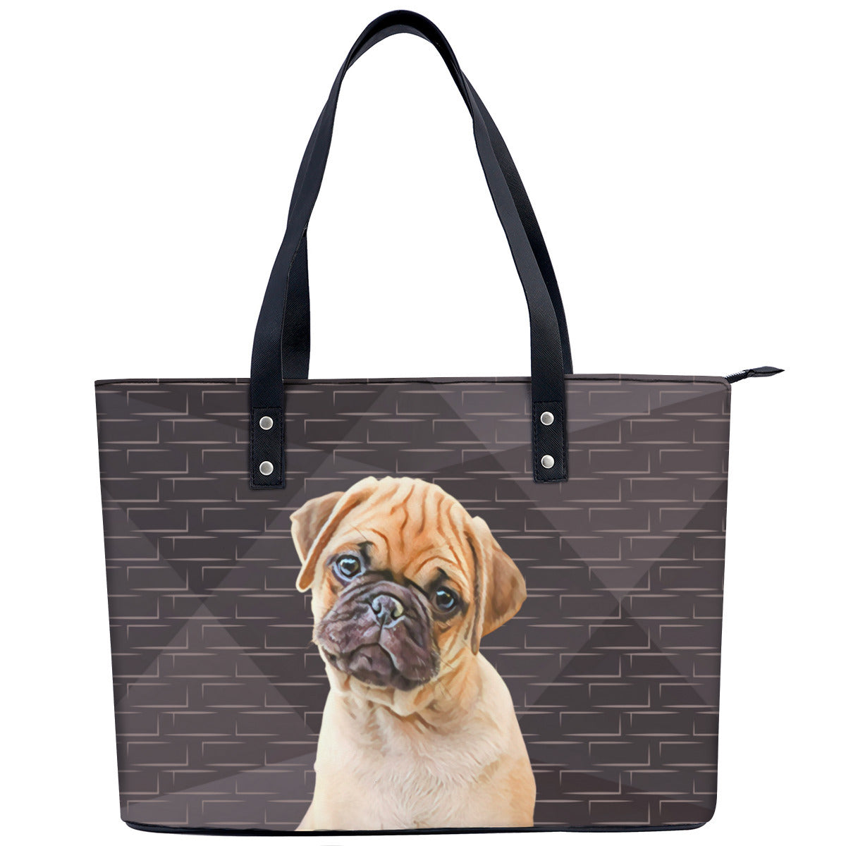 Pug  PU Leather Handbag Tote