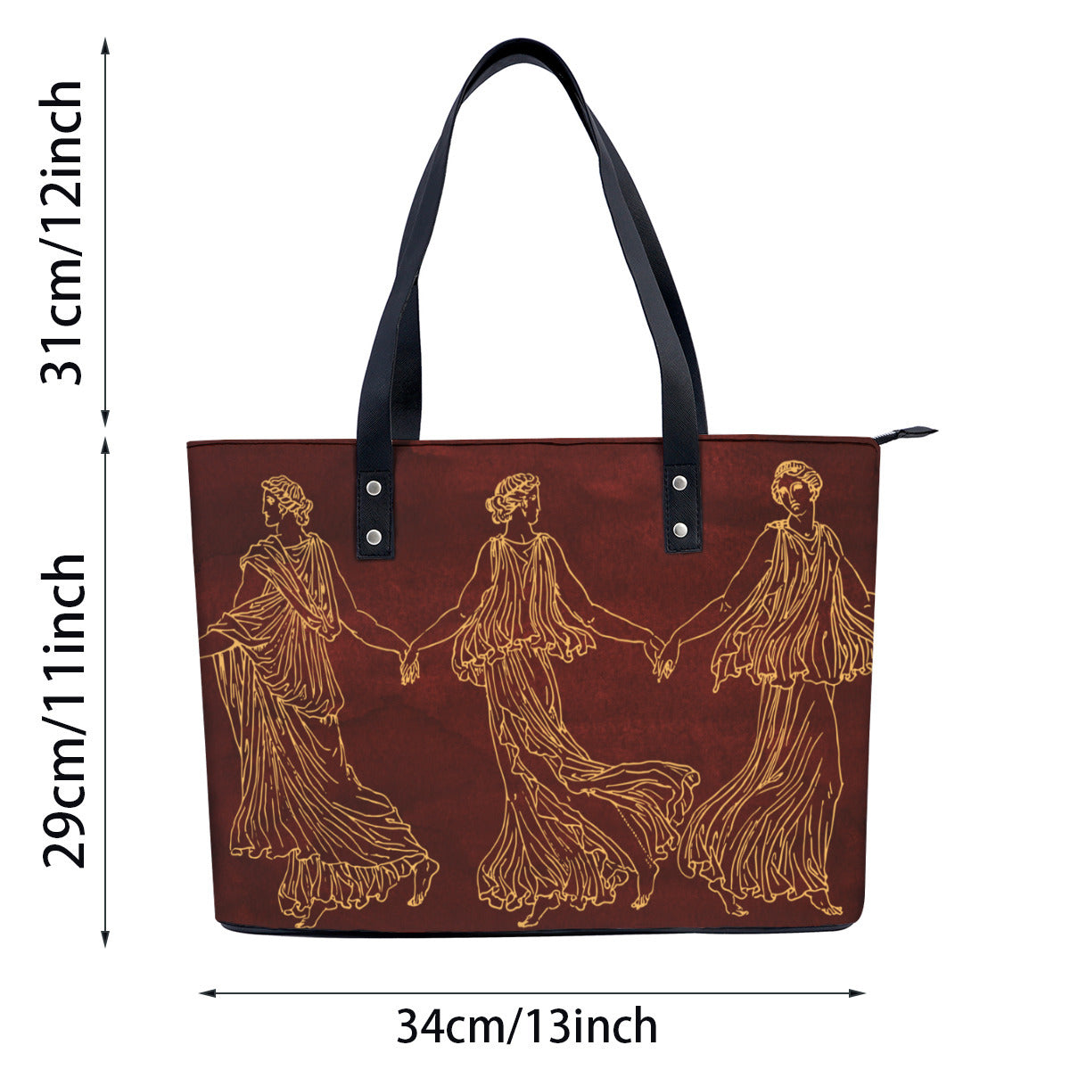 Golden Greek Women  PU Leather Handbag Tote