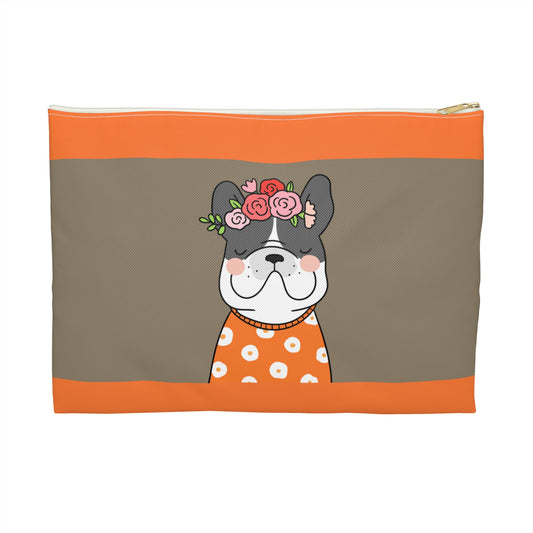 French Bulldog in Orange Accessory Pouch