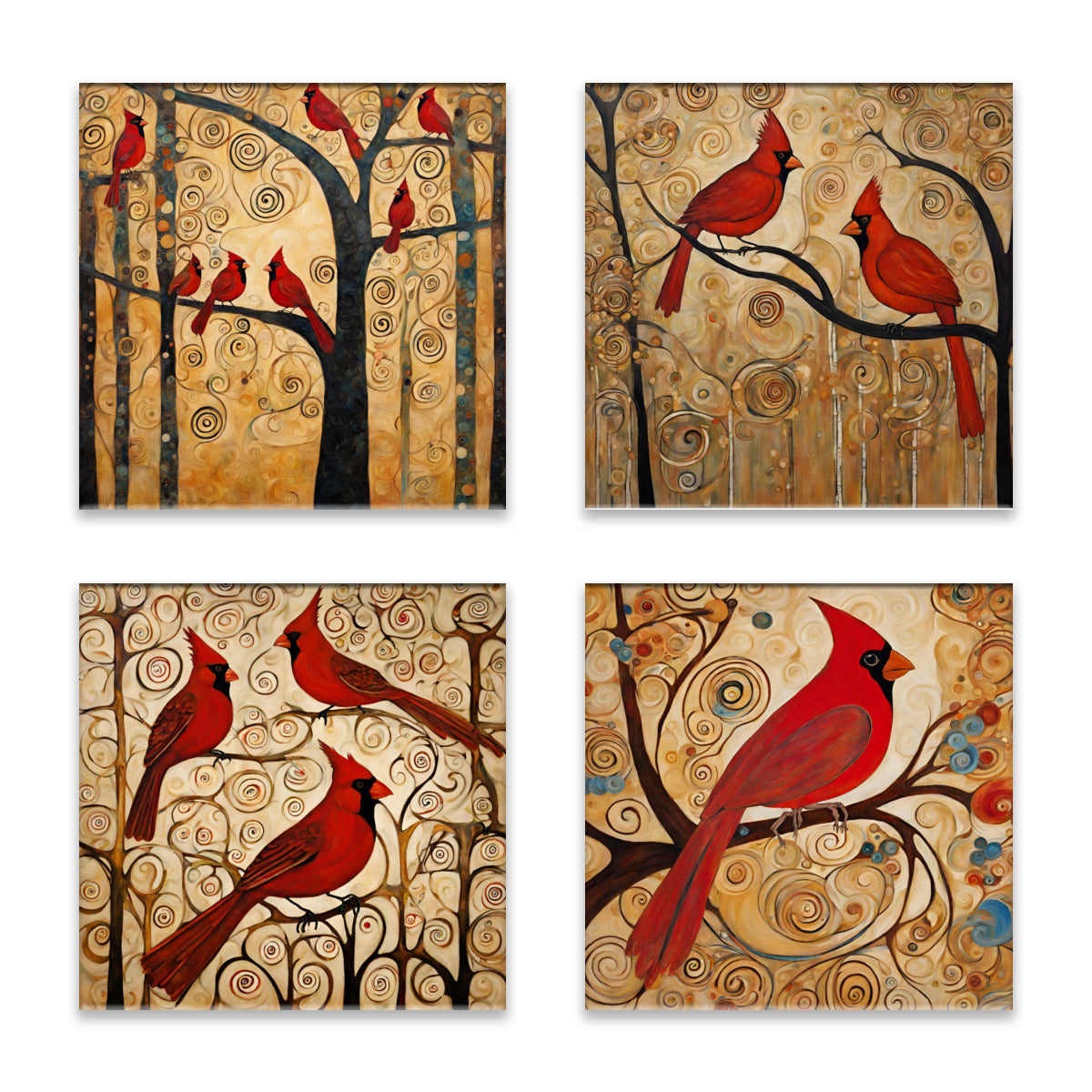 Cardinals Absorbent Coasters- Set of 4 (2)