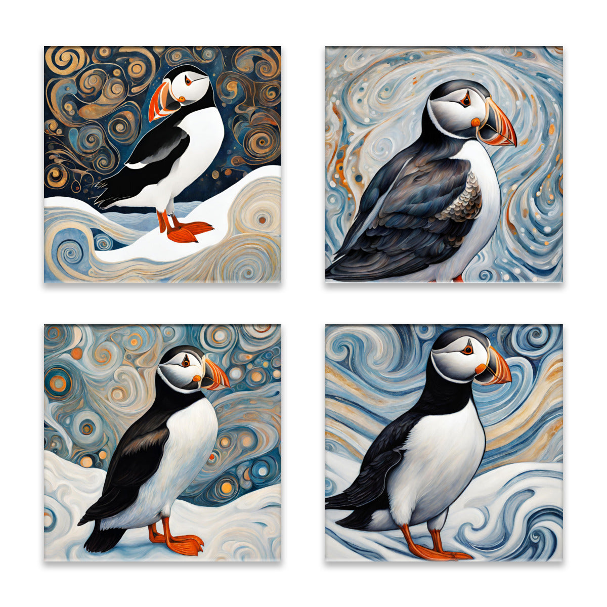 Puffins Absorbent Coasters- Set of 4