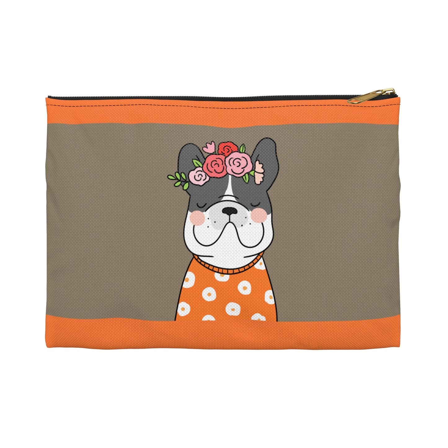 French Bulldog in Orange Accessory Pouch