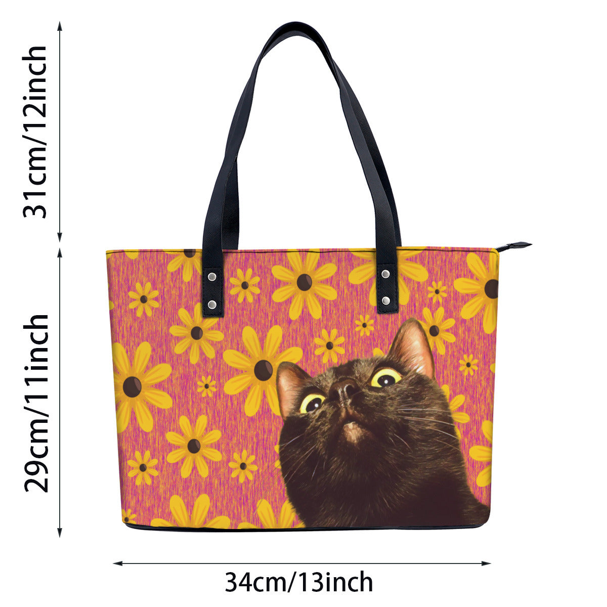 Fielding Black Cat PU Leather Handbag Tote