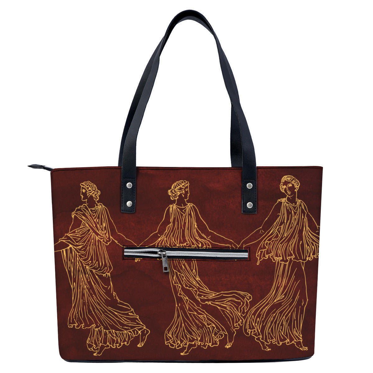 Golden Greek Women  PU Leather Handbag Tote