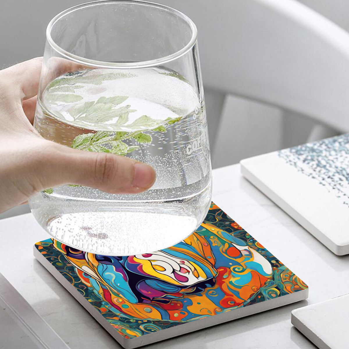 Far Out Frenchie Absorbent Coasters- Set of 4