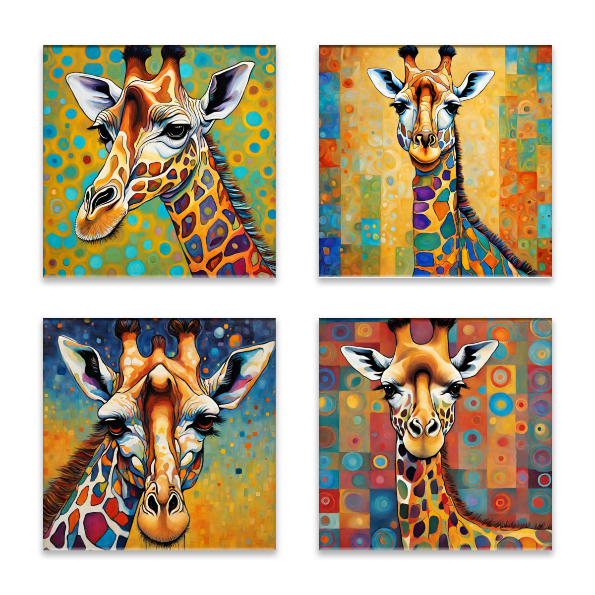 Colorful Giraffes Absorbent Coasters- Set of 4