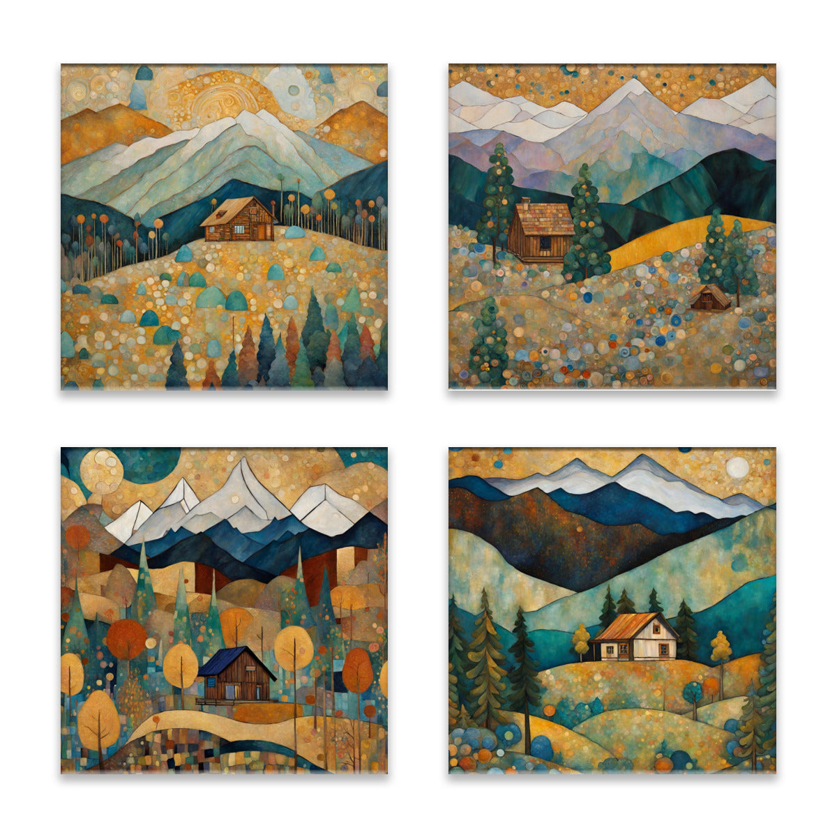 Mountain Cabins Absorbent Coasters- Set of 4