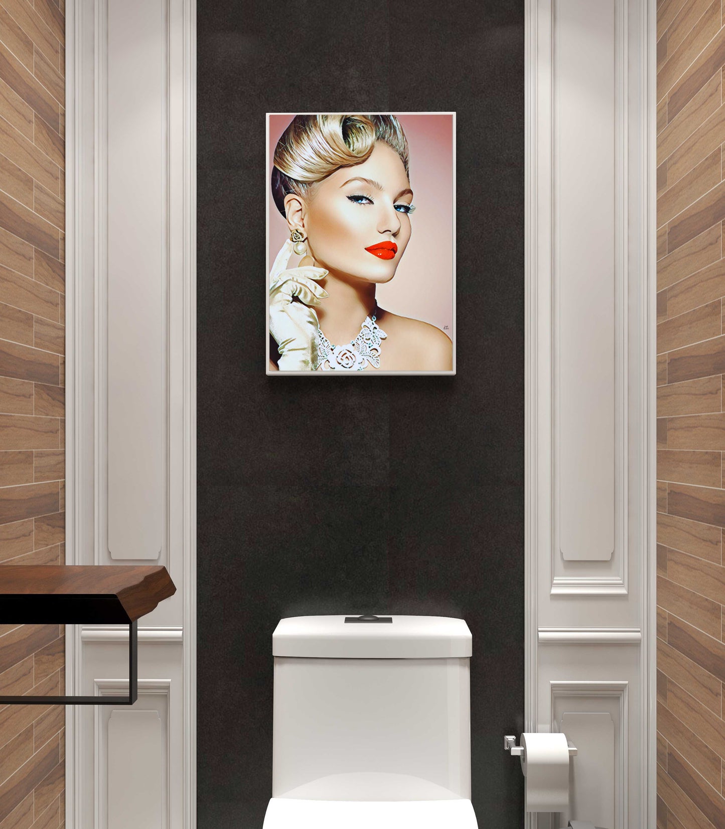 Loren Blonde Woman with Up Do & Red Lips Art Poster