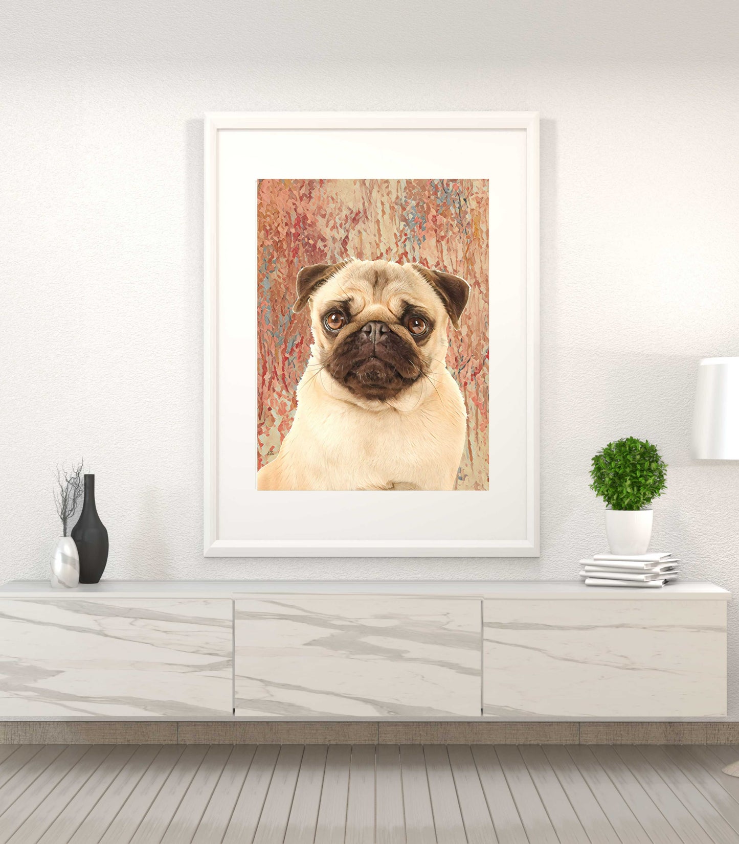 Mug Shot Blonde Pug Art Poster