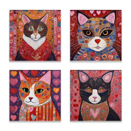 Love Cats 2 Absorbent Coasters- Set of 4