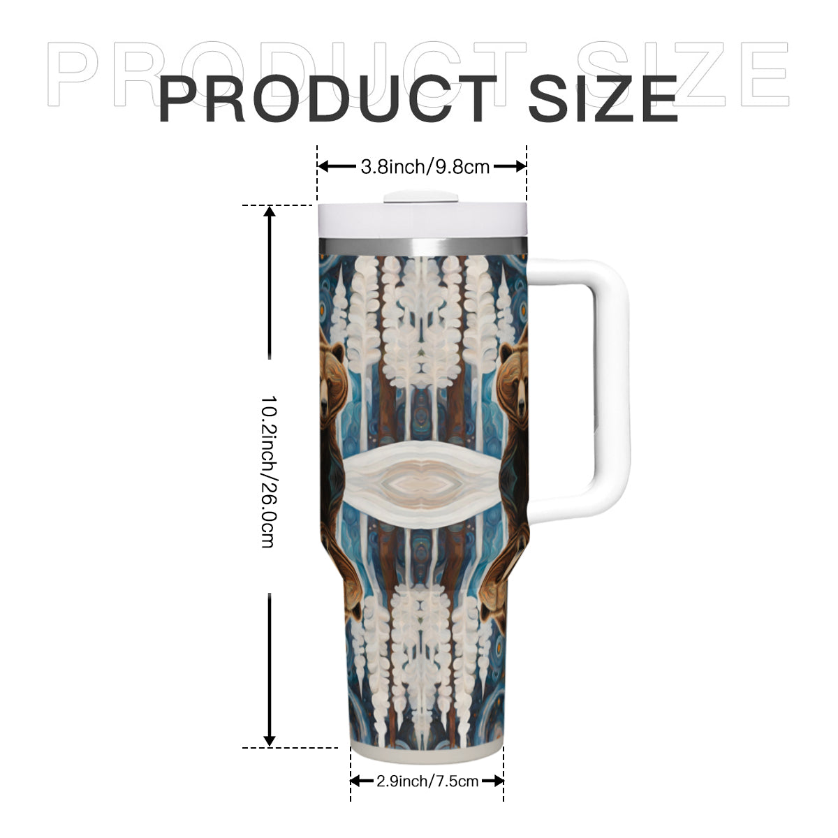 Grizzly in the Snow 40oz Stainless Steel Tumbler