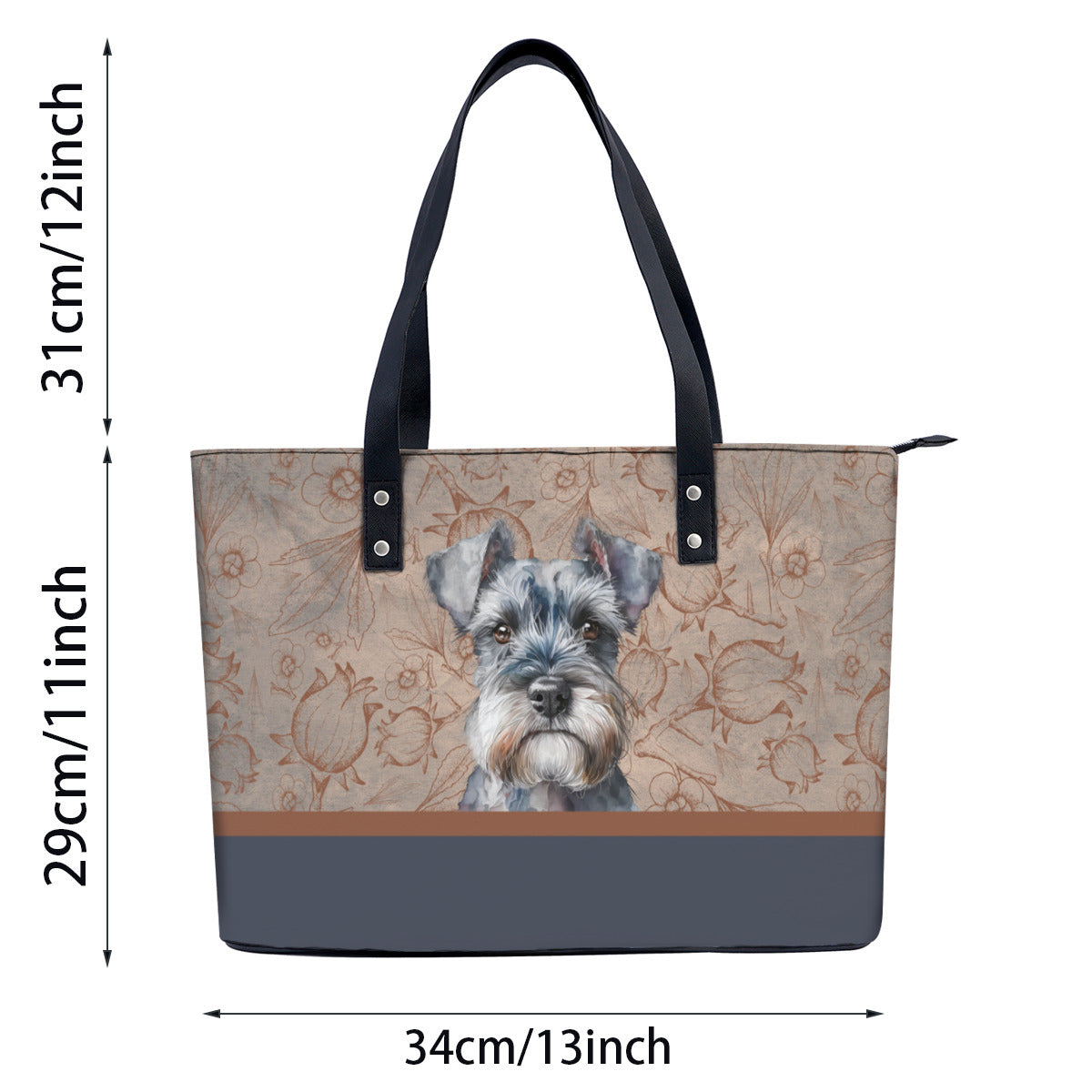 Miniature Schnauzer PU Leather Handbag Tote