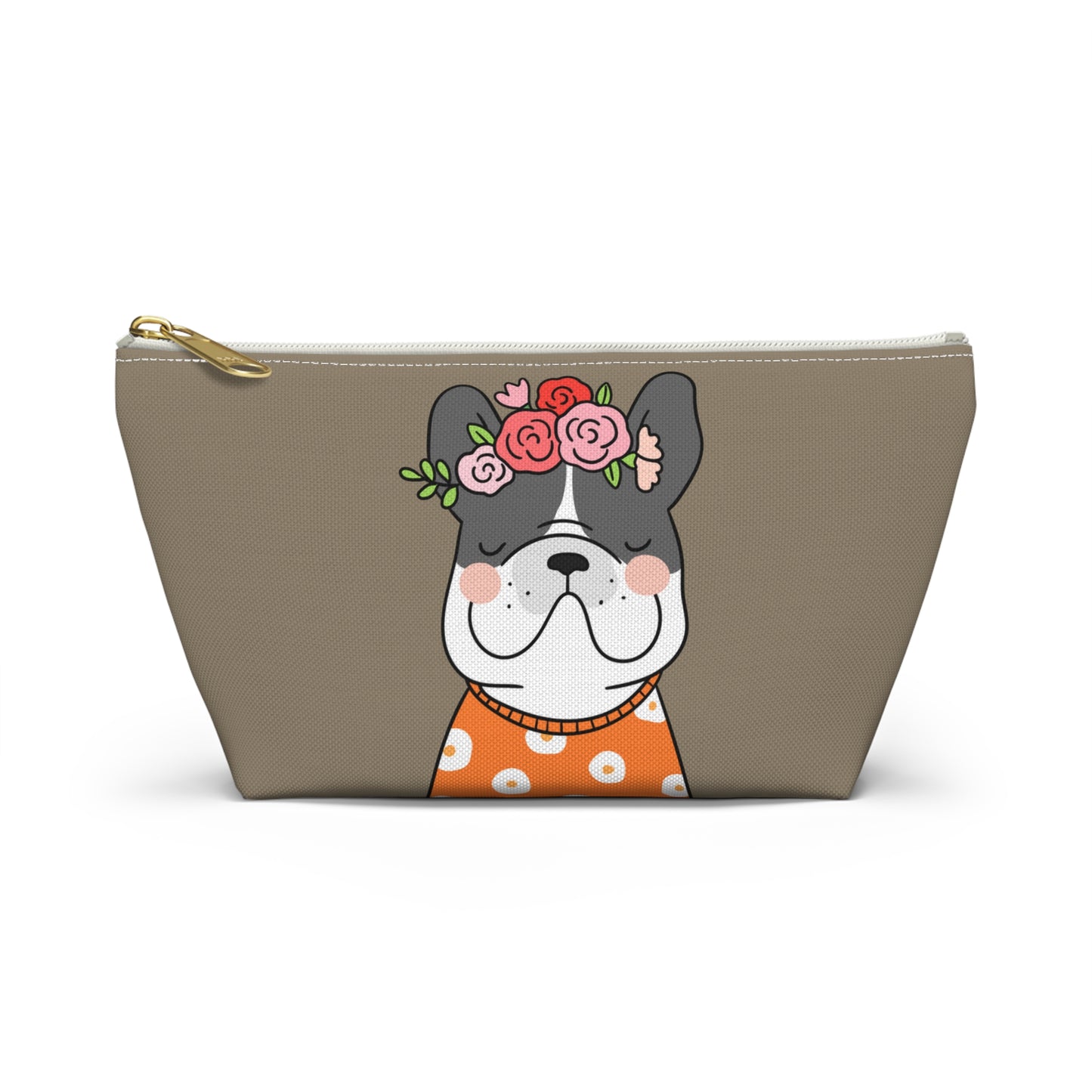 French Bulldog in Orange Accessory Pouch w T-bottom