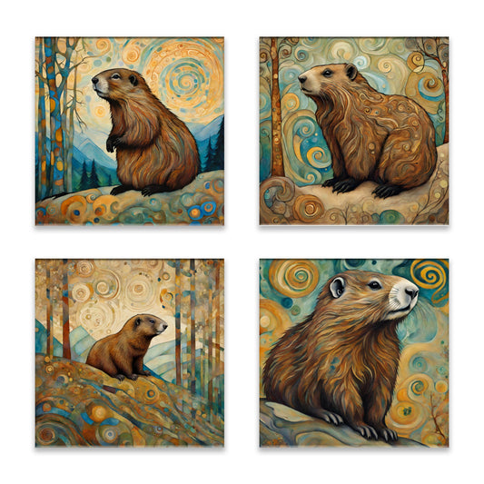 Marmots Absorbent Coasters- Set of 4