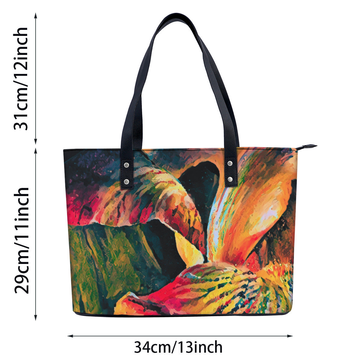 Midnight Iris PU Leather Handbag Tote