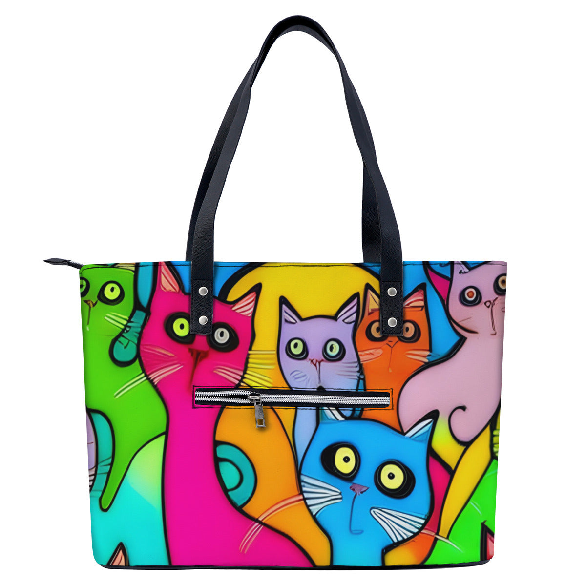 Cats By the Dozen PU Leather Handbag Tote