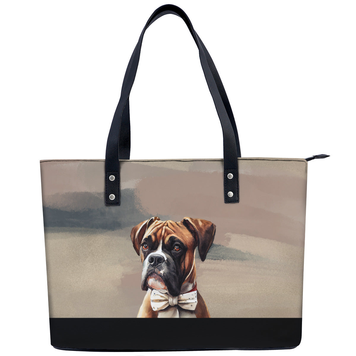 Boxer in Bowtie  PU Leather Handbag Tote