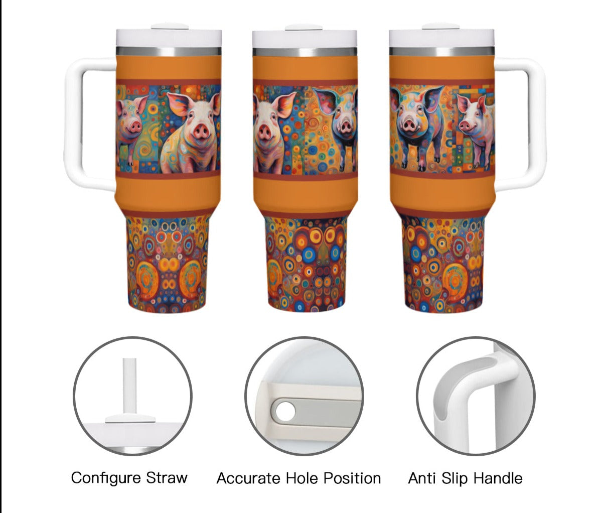 Colorful Pigs 40oz Stainless Steel Tumbler (2)